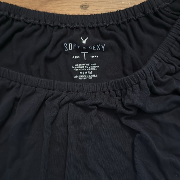 American Eagle | Soft/Sexy Tee | Soft Black | hi/low hem | off shoulder | size M - Picture 2 of 4